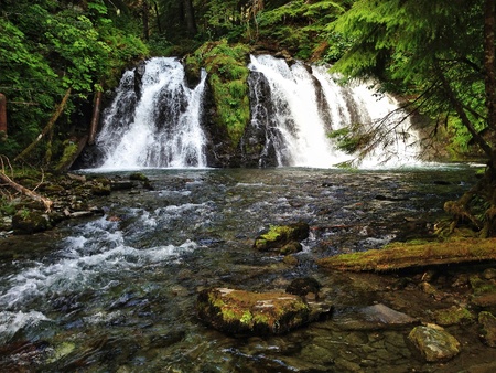 The waterfall in Juneau Alaska America の素材