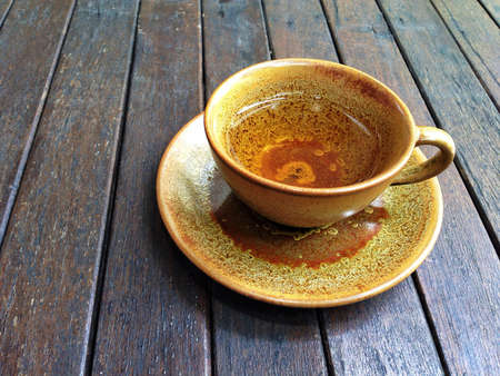 A cup of tea on the old wood table