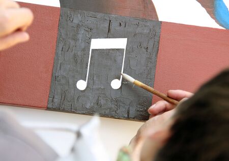 Painting music whit your handの写真素材