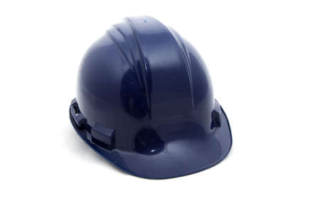 Blue safety helmet on a white background.の写真素材