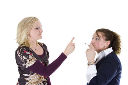 A woman is telling no smoking allowedの写真素材