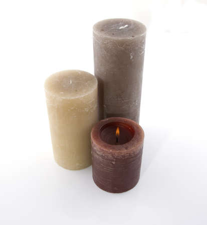 Several candles on a white background.の写真素材