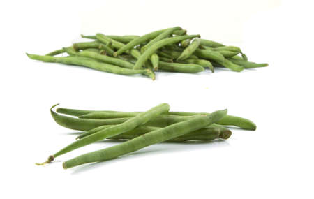 Green beans on a white background.