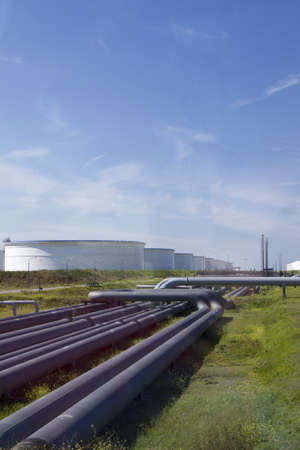Large oil industry with blue sky