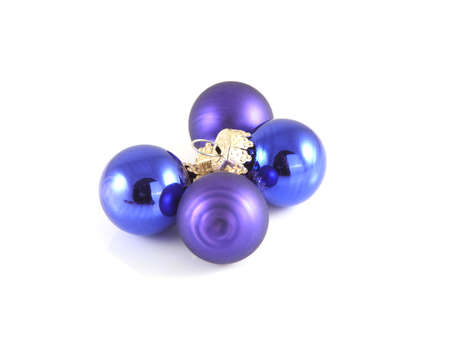 Blue christmas balls on a white background.の写真素材