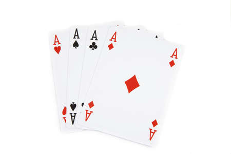 All aces of a card deck on a white background.