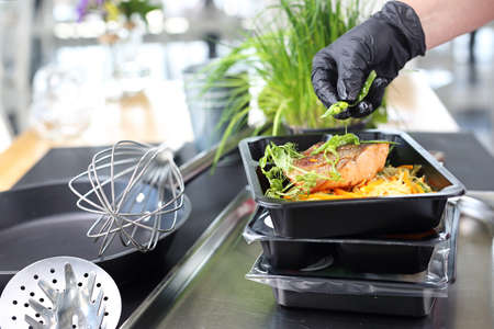 Catering. Box diet. Takeaway food in a box.