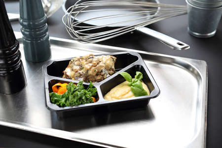 Catering. Box diet. Takeaway food in a box.
