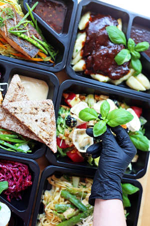 Catering. Box diet. Takeaway food in a box.
