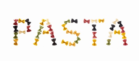 Pasta handwritten on white background, maybe for restaurantsの写真素材