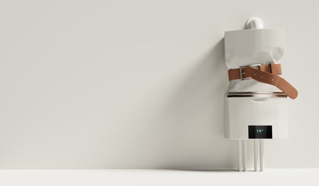 Gas boiler with a belt around for heating costs concepts as a 3D illustration.