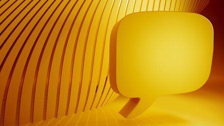 Empty Yellow speech bubble with beautiful light and nice atmosphere in a 3D illustration.の写真素材