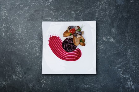 Beet Salad with Salted Herring.の写真素材