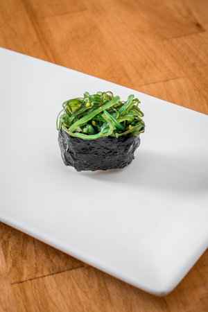 Sushi with Chukka isolated on a  White Background. Japanese Sushi. close up. spaceの写真素材