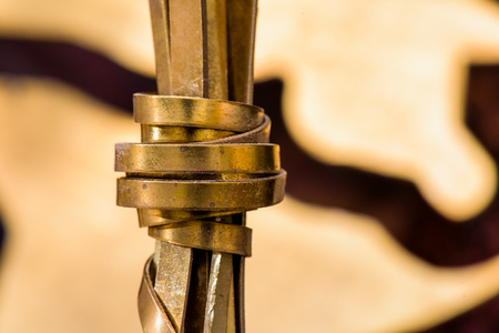 Brass wire on a copperの写真素材