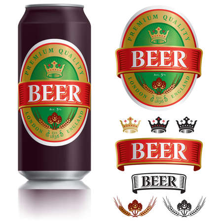 Beer Label vector visual on Black aluminum drinks can 500ml, ideal for beer.の写真素材
