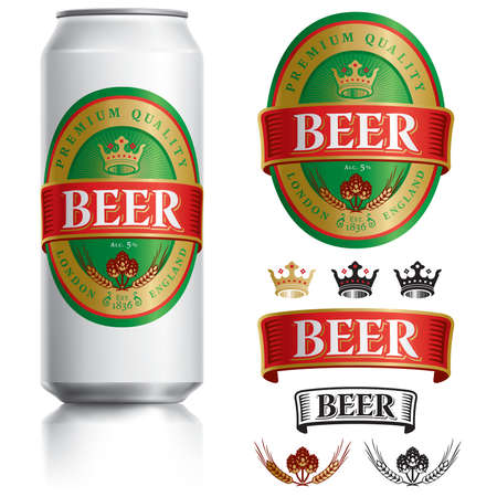 Beer Label vector visual on Black aluminum drinks can 500ml, ideal for beer.の写真素材