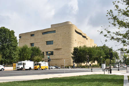 Washington, DC, USA - September 18, 2021: The rear of the Smithsonian Instituteâs Museum of the American Indian as seen from Maryland Avenue and Independence Avenue in late summerのeditorial素材