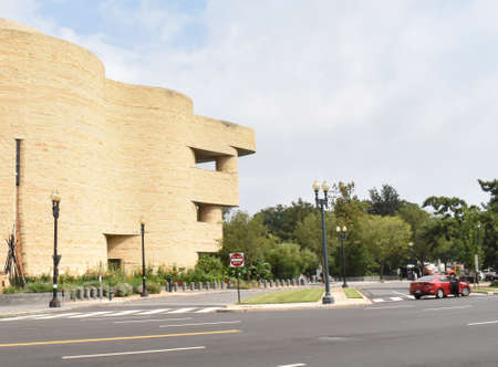 Washington, DC, USA - September 18, 2021: The rear of the Smithsonian Instituteâs Museum of the American Indian as seen from Maryland Avenue and Independence Avenue in late summerのeditorial素材