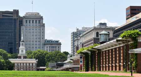 Philadelphia, Pennsylvania, USA - July 16, 2021: Independence Hall with the Liberty Bell Center to the Rightのeditorial素材