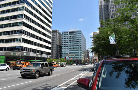 Philadelphia, Pennsylvania, USA - July 16, 2021: Center City Philadelphia at Fifteenth Street as Seen from City Hall at Fifteenth and Market Streets Looking Northのeditorial素材