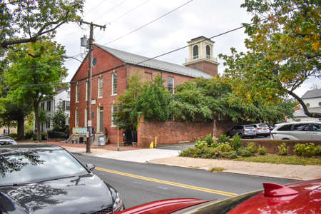 Alexandria, Virginia, USA - October 8, 2021: First Presbyterian Meetinghouse in Old Town Alexandriaのeditorial素材