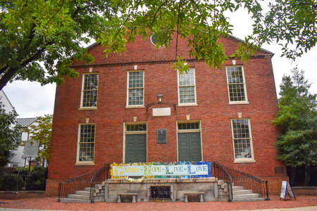 Alexandria, Virginia, USA - October 8, 2021: First Presbyterian Meetinghouse in Old Town Alexandriaのeditorial素材
