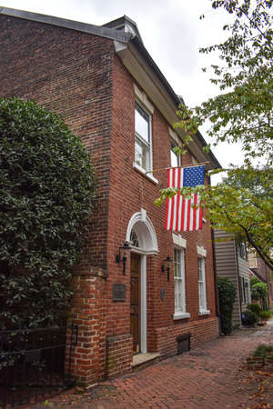 Alexandria, Virginia, USA - October 8, 2021: Exterior of the George Johnston Home in Old Town Alexandriaのeditorial素材