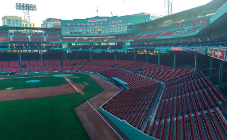 Boston, MA, USA - September 1, 2017: Interior of Fenway Park looking onto the baseball diamond during a stadium tourのeditorial素材
