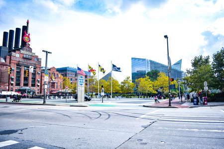 Baltimore, Maryland, USA - October 9, 2021: Exterior of the Power Station and the National Aquarium in Baltimoreâs Inner Harbor in Early Fallのeditorial素材