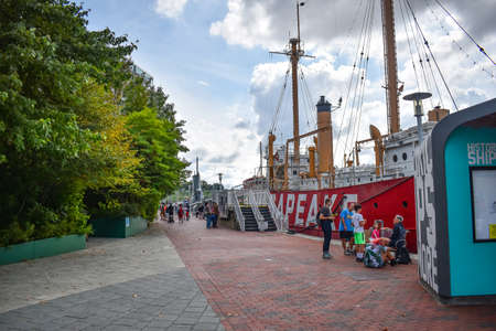 Baltimore, Maryland, USA - October 9, 2021: USCG Lightship Chesapeake in the Baltimore Inner Harborのeditorial素材