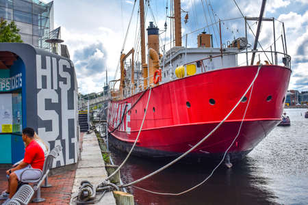 Baltimore, Maryland, USA - October 9, 2021: USCG Lightship Chesapeake in the Baltimore Inner Harborのeditorial素材