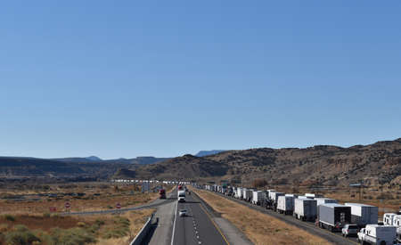 McCartys, New Mexico, USA - November 21, 2021: Accident on I-40 near Grants, New Mexico has...