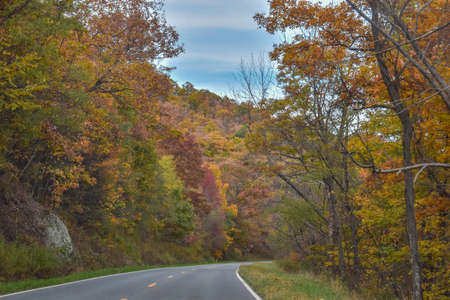 Shenandoah National Park, Virginia, USA - November 3, 2021: Skyline Drive, a Winding Country Road...
