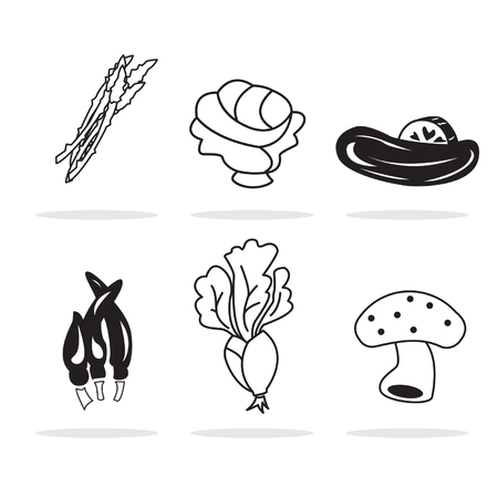 icon vagetable b&w set Bのイラスト素材