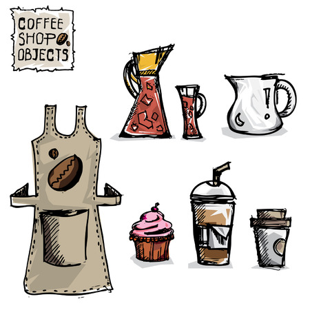 coffee drawing objects Bのイラスト素材