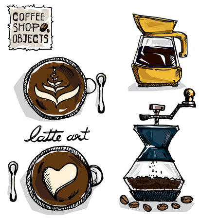 coffee drawing objects Cのイラスト素材