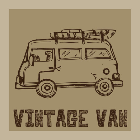 travel vintage vanのイラスト素材