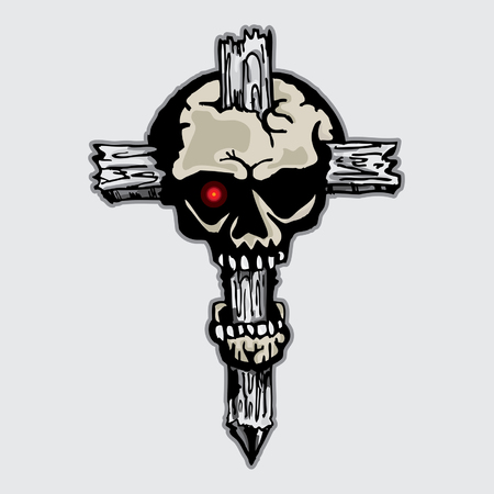 crucifix skull pattern graphicのイラスト素材