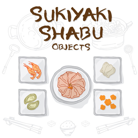 sukiyaki shabu objectsのイラスト素材