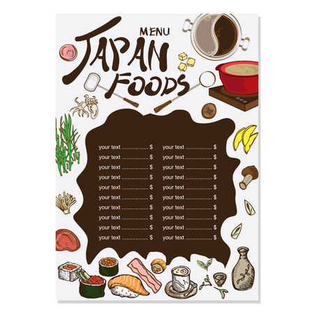 menu japanese food drawing graphic  design illustrate objects templateのイラスト素材