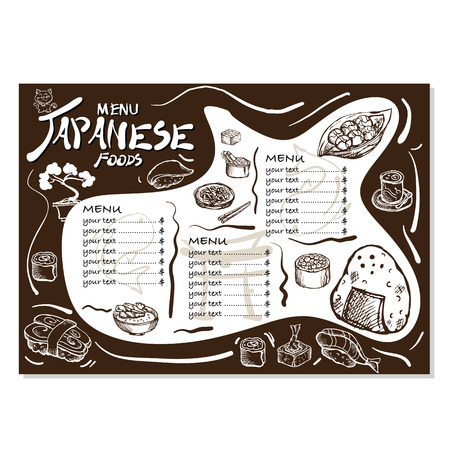 menu japanese food drawing graphic design illustrate objects templateのイラスト素材