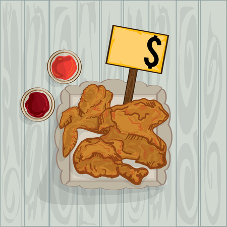Foods objects fried chicken.のイラスト素材