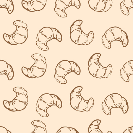 Cool pattern food bread Croissant in pinkのイラスト素材