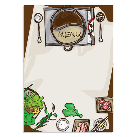 shabu sukiyaki objects menu templateのイラスト素材