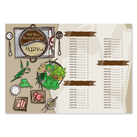 shabu sukiyaki objects menu templateのイラスト素材
