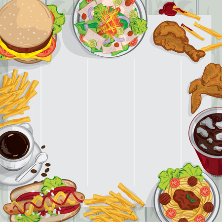 Menu food drawing graphic  design illustrate objects template.のイラスト素材