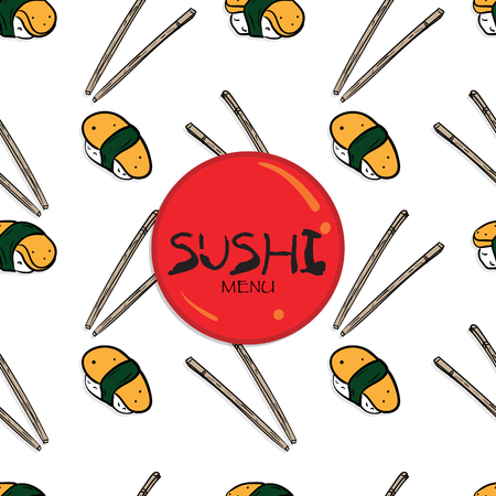 pattern sushi japan foodsのイラスト素材