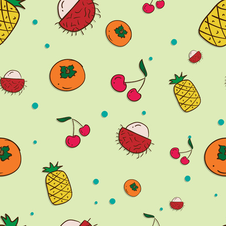 pattern fruit Rambutan persimmon Pineapple cherry