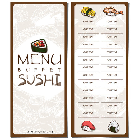 Menu Japanese food sushi restaurant template design hand drawing graphic.のイラスト素材